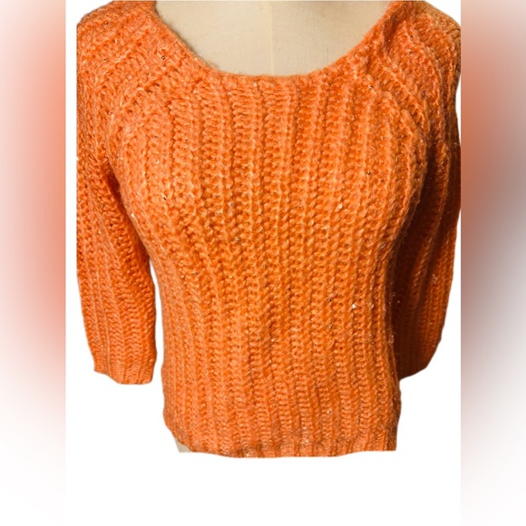 Anthropologie KNITTED & KNOTTED Sunstitch Pullover Sweater Peach XS EUC - Picture 3 of 13